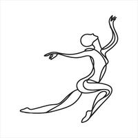 Single one line Elegant motion continuous line art black silhouette on white background vector