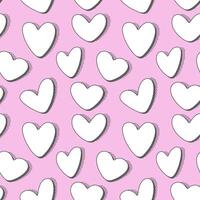 White hearts on pink background seamless pattern. Graphic design. vector