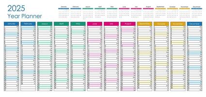 2025 Block year planner colorful. Graphic design. vector