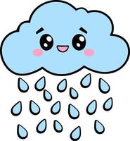 Smiling Kawaii Rain Cloud with Raindrops vector