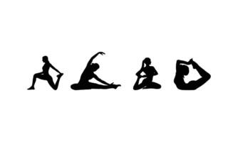Collection of Exercise Silhouettes for Sports and Fitness Content vector