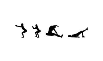 Exercise Silhouette Collection for Health and Wellness Projects vector