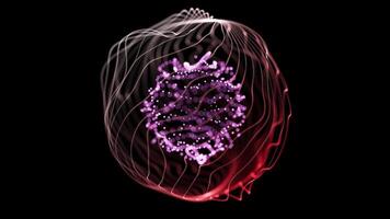 Pink Particle Sphere Surrounded by Red and White Energy Waves video