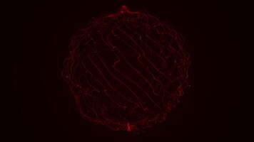Abstract red glowing 3D wireframe sphere with dynamic lines on a dark background, evoking futuristic and digital concepts. video