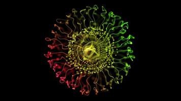 Radiant Red, Yellow, and Green Sphere with Neon Glow and Flowing Patterns video