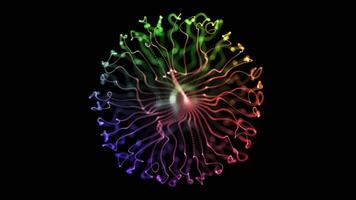 Multicolored Abstract Fractal Sphere with Radiant Glow on Black Background video