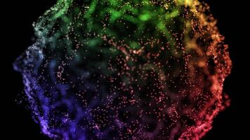 Multicolored Particle Sphere with Flowing Abstract Energy in Vibrant Rainbow Spectrum video