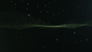 Flowing Green Particle Wave on Black Background video