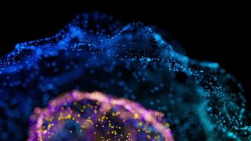 Vibrant Abstract Digital Particles in Motion on Black Background video