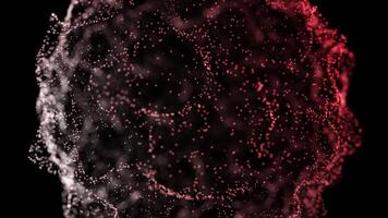 Abstract Particle Sphere with Red and White Ethereal Motion on Black Background video