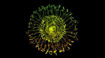 Vibrant Yellow and Green Sphere with Radiant Energy and Flowing Lines video