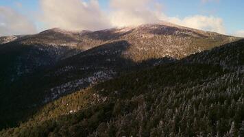 Aerial View Of The Snowy Mountains Of Navacerrada In Castilla De Leon And Madrid video
