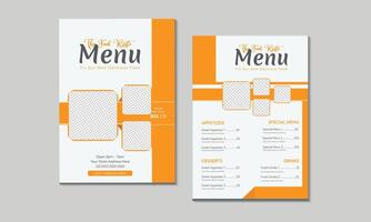 Food Menu design template with cover and restaurant cafe menu, flyer poster leaflet brochure template design. Set A4 menu editable file format. vector