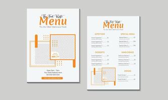 Eye catching Restaurant Menu Card Template . Food Menu design template. Flyer poster leaflet banner brochure template design. Set A4 menu editable file format. vector