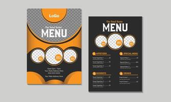 Restaurant Food Menu design template flyer poster leaflet brochure template design. Set A4 menu editable file format. vector