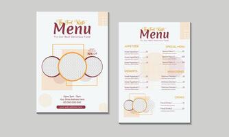 Eye catching Food Promotional Restaurant Menu Card Template . Food Menu design template. Flyer poster leaflet banner brochure template design. Set A4 menu editable file format. vector