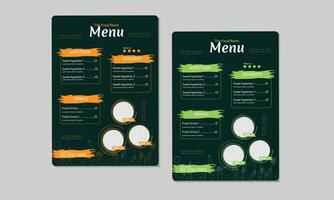Restaurant Food Menu Card design template flyer poster leaflet brochure template design. Set A4 menu editable file format. vector