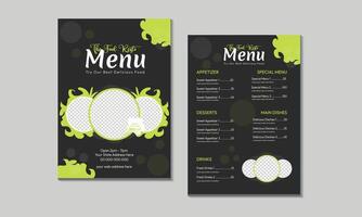 Restaurant cafe menu card design flyer poster leaflet brochure template design. Set A4 menu editable file format. vector