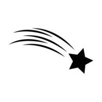 Shooting star icon. Black shooting star icon on white background. Meteorite and comet symbols. Flying comet with tail, falling meteor, abstract galaxy element. illustration. vector