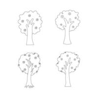 Hand drawn trees outline set item vector