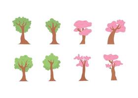 set of different trees illustration vector