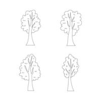 Hand drawn cute trees outline for coloring set item vector