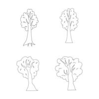hand drawn different trees outline item set vector
