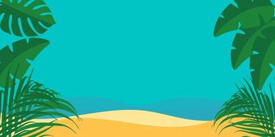 summer background with tropical beach with palm trees and sand vector