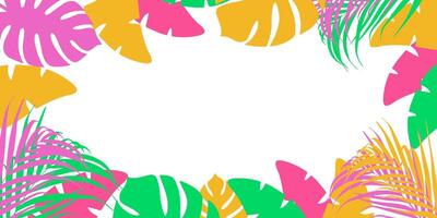 colorful tropical leaves background with space for text vector