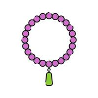 Prayer Beads Tasbeeh. A string of prayer beads used by Muslims for religious recitation and meditation. vector