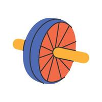 Ab Roller. A blue and orange wheel with handles for core and abdominal workouts. vector