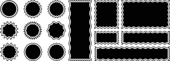 Set of frames in shape of squares and rectangles of various sizes with zigzag smooth edges vector