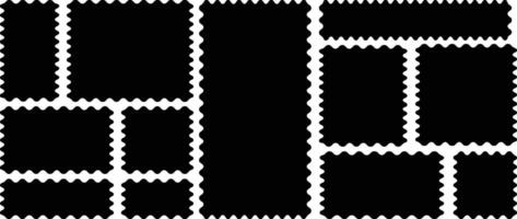 Set of frames in shape of squares and rectangles of various sizes with zigzag smooth edges. Zigzag edge vector