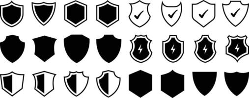 Shield icon set. Protect shield security line icons. Badge quality symbol vector
