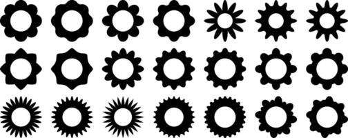 Circle sticker set. Abstract round geometric shapes. Simple vintage labels, stickers. Star burst shape tags. Sunburst badges vector