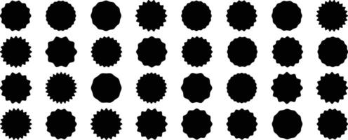 Circle sticker set. Abstract round geometric shapes. Simple vintage labels, stickers. Star burst shape vector