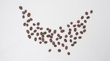 Small Pile of Brown Coffee Beans on White Background photo