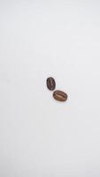 Top View of Two Coffee Beans on White Background photo