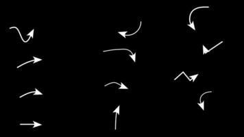 Different shape arrow icon set. Collection of curve line arrows video