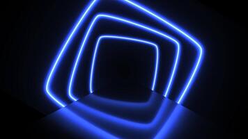 cycled 3d animation, abstract background. Blue pink flashing neon counter arrows approaching, linear graphics leading to the center. video