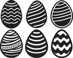 Minimalist Style Black and White Easter Egg illustration set vector