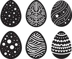 Black and White Easter Egg Illustration Set vector