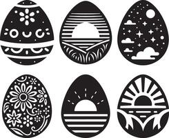 Intricate Black and White Easter Egg Designs Bundle with Nature and Floral Patterns vector