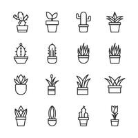 A set of potted plants in various sizes and shapes vector