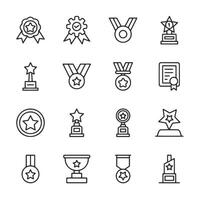 A set of line drawings of awards and certificates vector