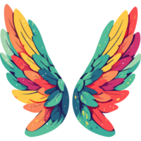 vibrant colored feather wings element icon isolated png