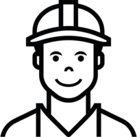 Smiling engineer in hardhat element icon isolated png