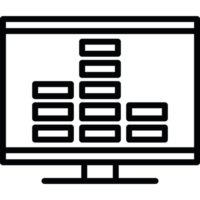 computer monitor with statistics bar diagram element icon isolated png