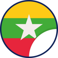 Myanmar flag in a circle element icon isolated png