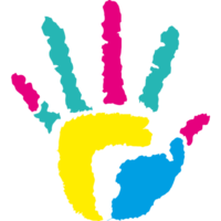 Hand print with colorful paint element icon isolated png